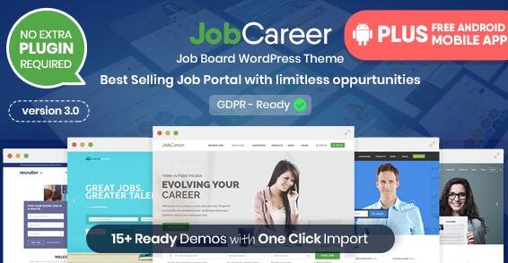 JobCareer v7.3 汉化无限制版– Job Board Responsive WordPress Theme