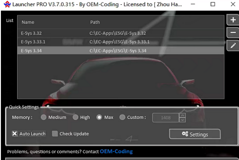 BMW Launcher PRO 3.7.0 + E-Sys 3.34.0 +破解补丁(已失效,勿买)