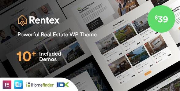 Rentex v1.8.0 – WordPress房地产主题插图