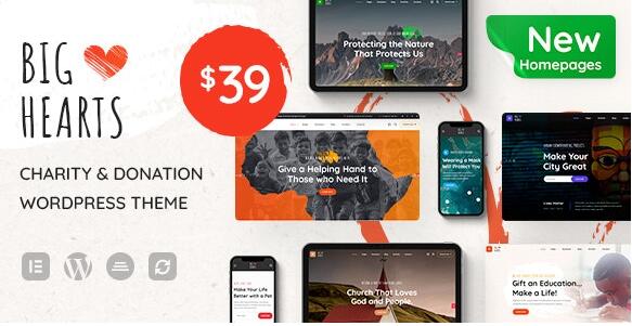 BigHearts v3.1.3 – WordPress慈善与捐赠主题插图