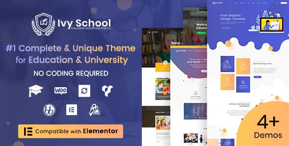 Ivy School v1.4.8 – WordPress教育，大学和学校主题插图