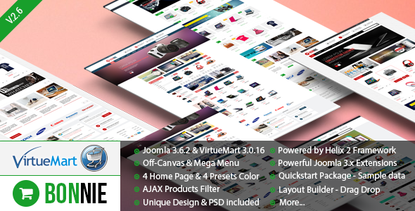 Vina Bonnie v2.6破解版 – Joomla电子商务网站模板