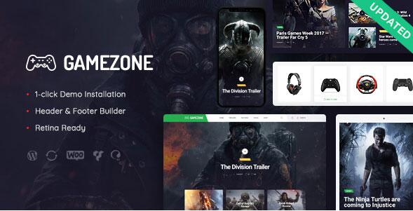 Gamezone v1.1.6 – WordPress游戏博客和商店主题插图