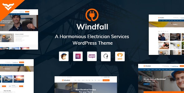 Windfall v1.6.0 – WordPress电气服务公司主题插图
