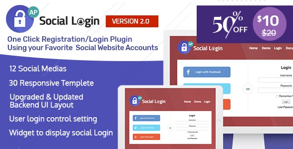 AccessPress Social Login v2.2.1 – WordPress社交登录插件插图