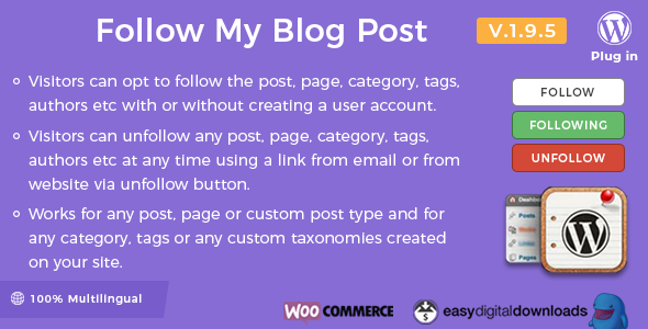 Follow My Blog Post v2.3.8 – WordPress WooCommerce插件插图