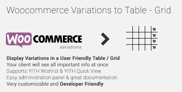 Woocommerce Variations to Table – Grid v1.5.0(已汉化)