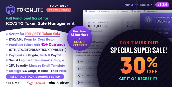 TokenLite v1.8.0 – ICO / STO 代币销售管理仪表板插图