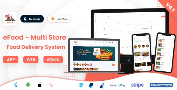 eFood v11.5（后端已汉化） – 带有 Laravel 管理面板 + 送货员应用程序的送餐应用程序