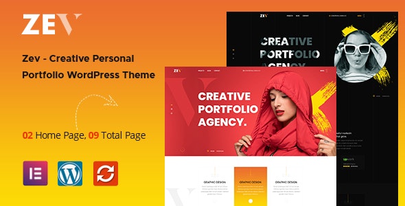 Zev v1.0.4 – 创意个人作品集 WordPress 主题插图