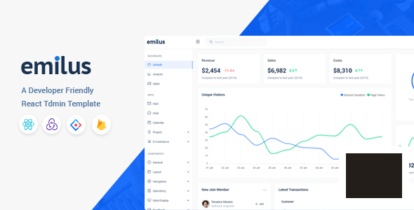 Emilus v2.1.4 – React 管理面板模板插图