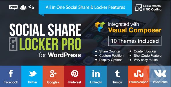 Social Share & Locker Pro v7.8破解版 - 在社交上分享。WordPress 上的网络插图