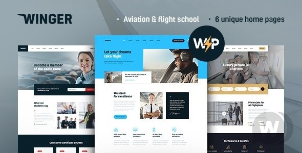 Winger v1.0.9 – 航空和飞行学校 WordPress 主题插图