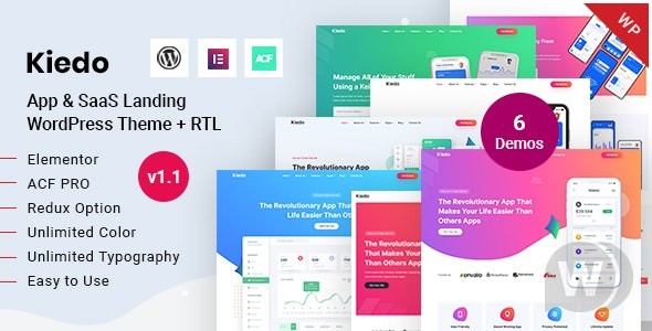 Kiedo v1.6 – App & SaaS Landing WordPress 主题插图
