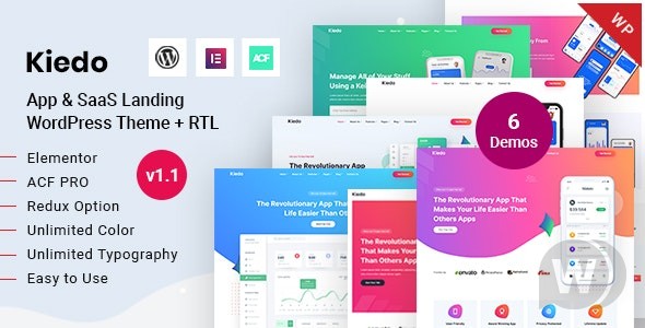 Kiedo v1.6 - App & SaaS Landing WordPress 主题插图