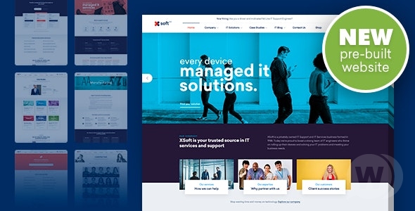 Nanosoft v1.2.4 – IT 公司的 WP 主题插图