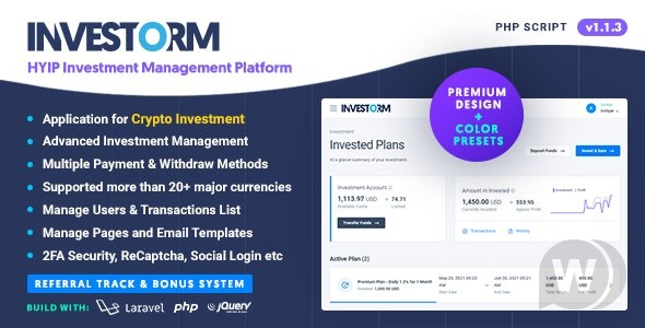 Investorm v1.3.1直装激活版 – 高级 HYIP 投资管理平台插图
