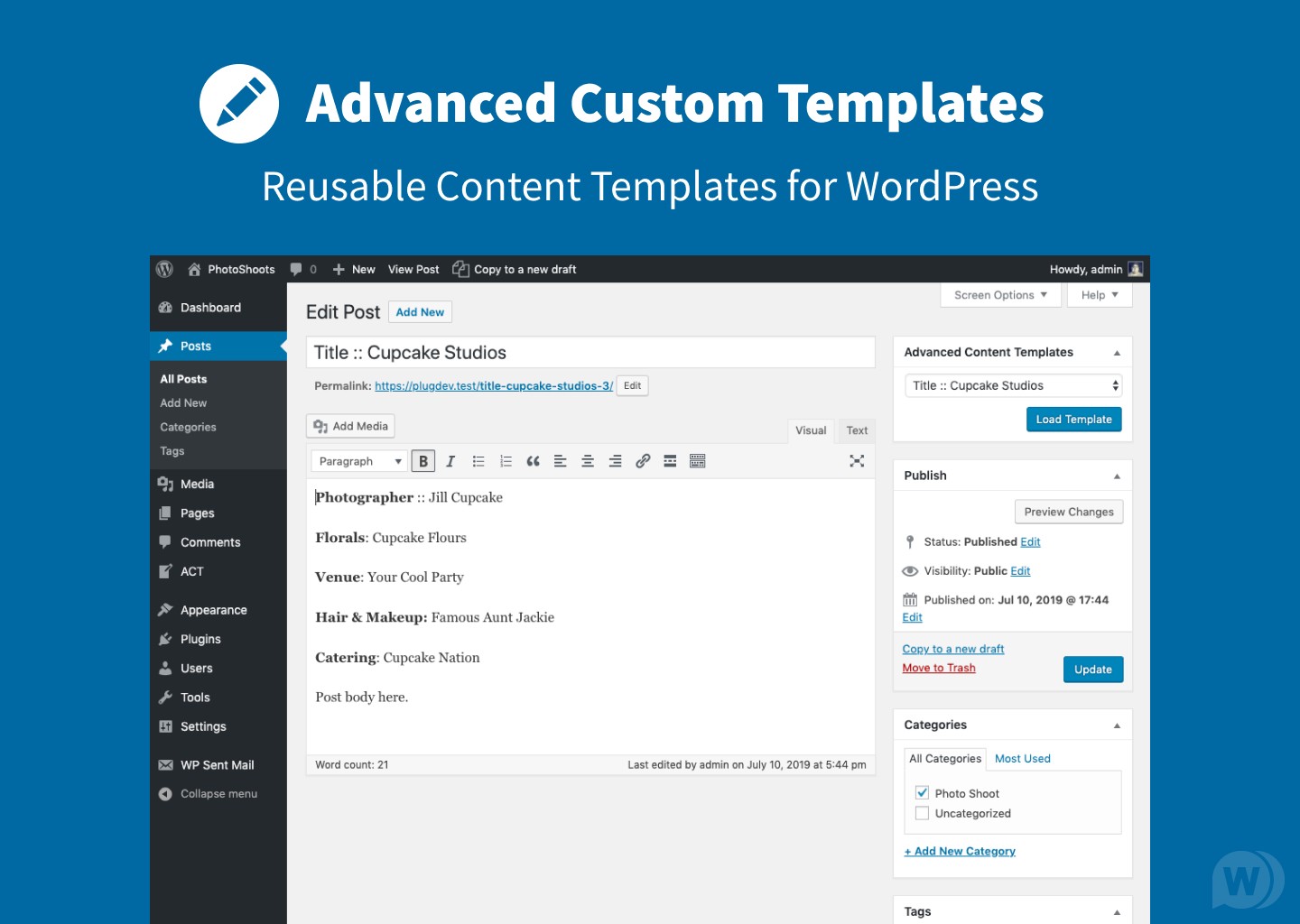 Advanced Content Templates v2.2.2（已汉化） – WordPress内容模板插件插图