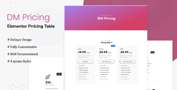 DM Pricing v1.0（已汉化） – WordPress定价展示插件插图