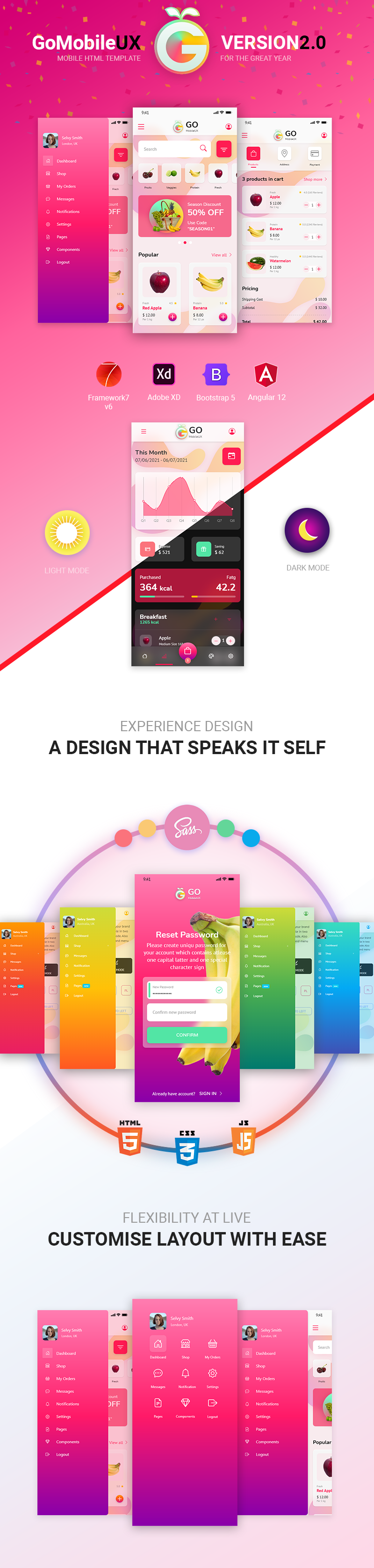 GoMobileUX v2.0 – Bootstrap 5 Framework 7 Angular 12 多用途 HTML 模板插图(1)