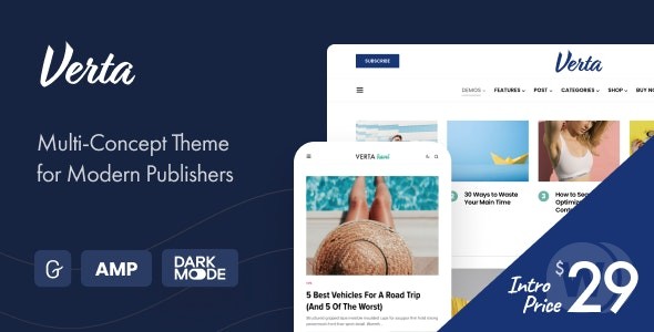 Verta v1.0.9 – 现代出版商的多概念 WordPress 主题插图