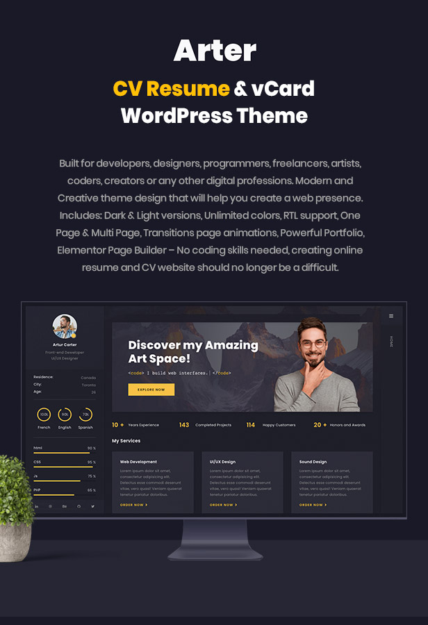 Arter v1.8.4 – WordPress个人简历主题插图(2)