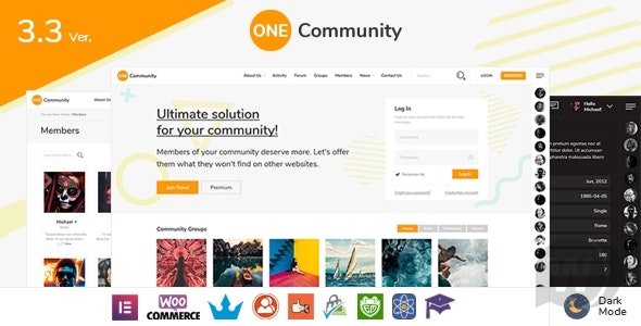 OneCommunity v3.7.8（已汉化） – BuddyPress WordPress 社区主题插图