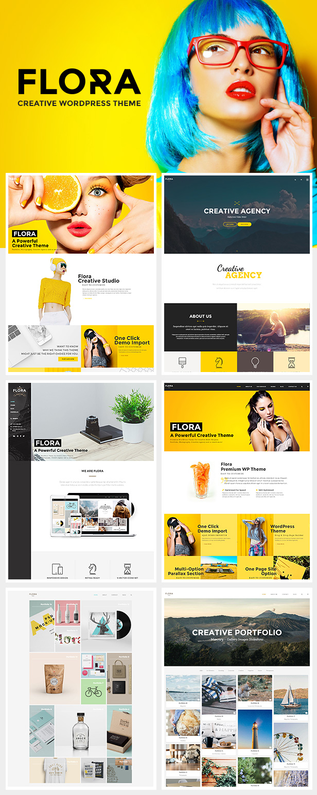Flora v1.7.4 – 响应式创意 WordPress 主题插图(1)