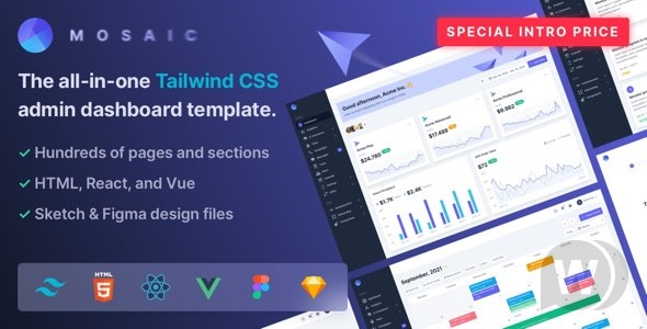 Mosaic v 15 September 2022 – Tailwind CSS 管理仪表板模板插图