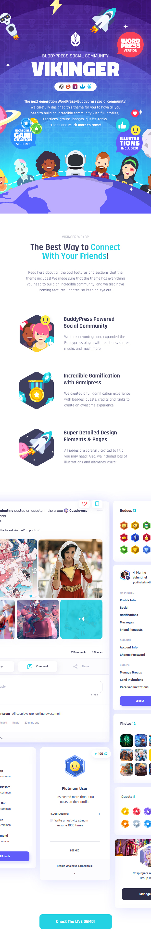 Vikinger v1.9.30激活版（已汉化） – BuddyPress和GamiPress社会社区插图(3)
