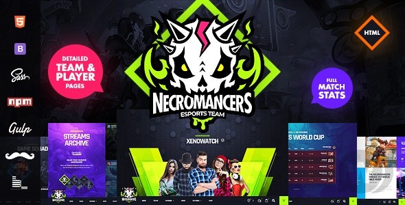 Necromancers v1.5.1 – 电子竞技团队的 HTML 模板插图