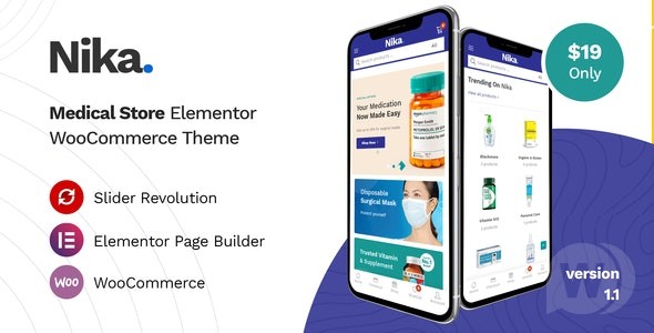 Nika v1.1.12 – Elementor WooCommerce 医学主题插图