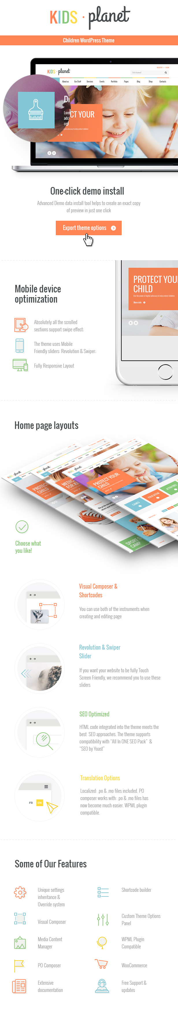 Kids Planet v2.2.9（已汉化） – 儿童幼儿园和游戏组 WordPress 主题插图(1)