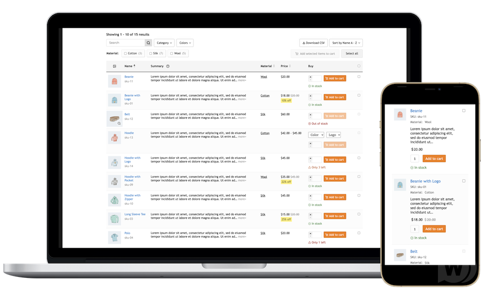 WooCommerce Product Table Pro v4.3.5 – WooCommerce 产品表插件专业版插图