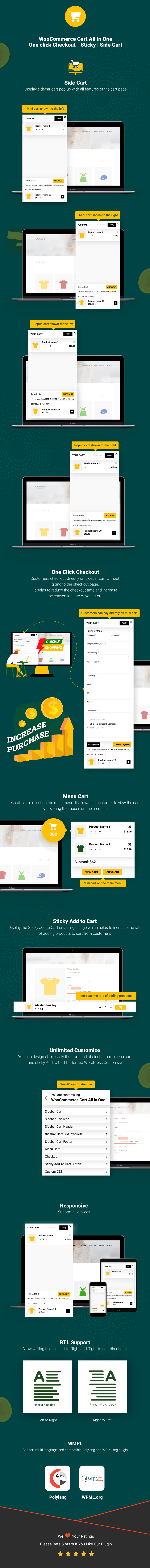 WooCommerce Cart All in One v1.0.10 - Wordpress侧栏购物车插件插图(1)