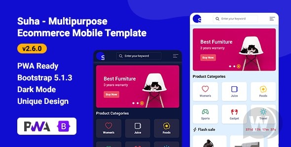Suha v3.0.1 – PWA 电子商务移动版插图