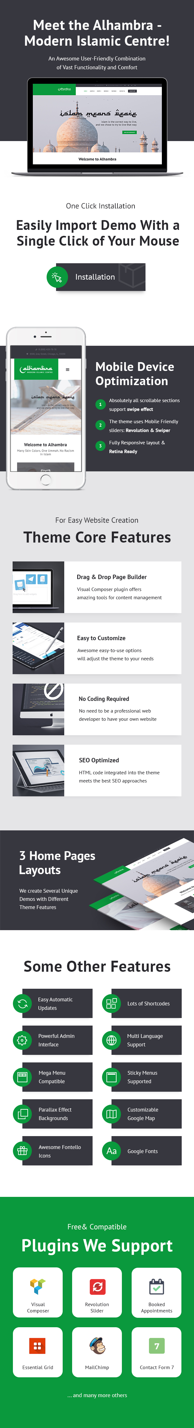 Alhambra v1.1.9 – 伊斯兰中心 WordPress 主题 + RTL插图(1)