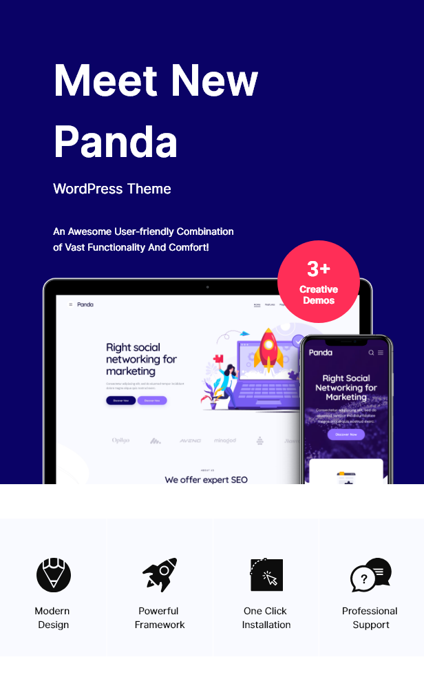 Panda v1.18 – 创意营销机构和 SEO WordPress 主题插图(1)