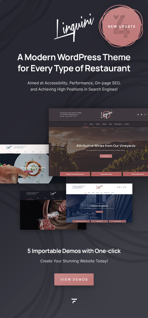 Linguini v4.0.6 – WordPress 餐厅模板插图(1)