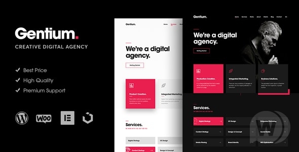 Gentium v1.2.2 – 创意数字代理 WordPress 主题插图