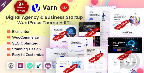Varn v2.4 – Elementor IT & SEO Agency WordPress 主题插图