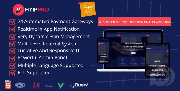 HyipPro v6.0.3 – 现代 HYIP 投资平台
