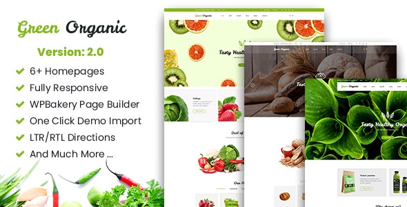 Green Organic v2.29 – 有机商店和面包店主题插图