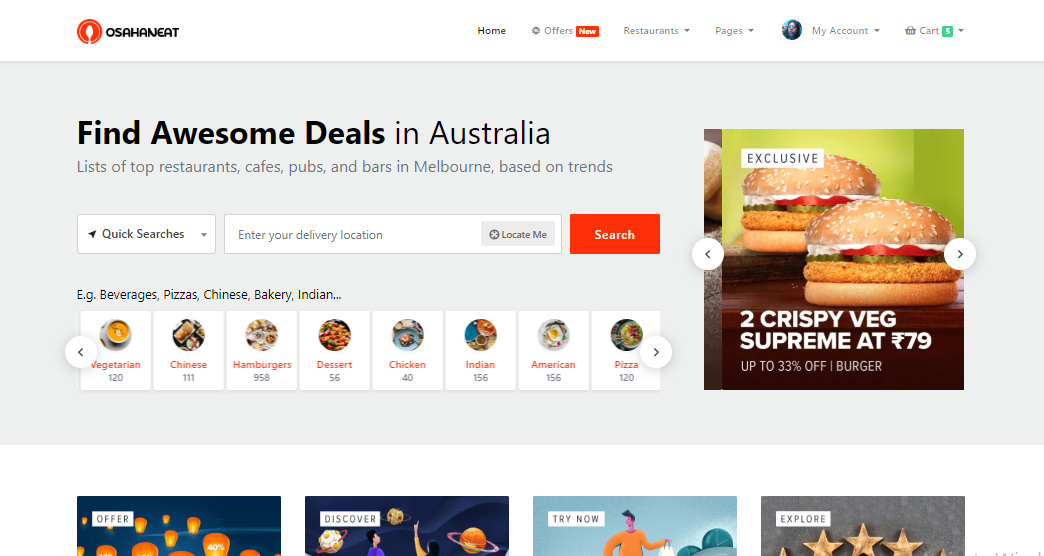 Osahan Eat v2.1 – HTML React 在线食品订单模板插图(1)