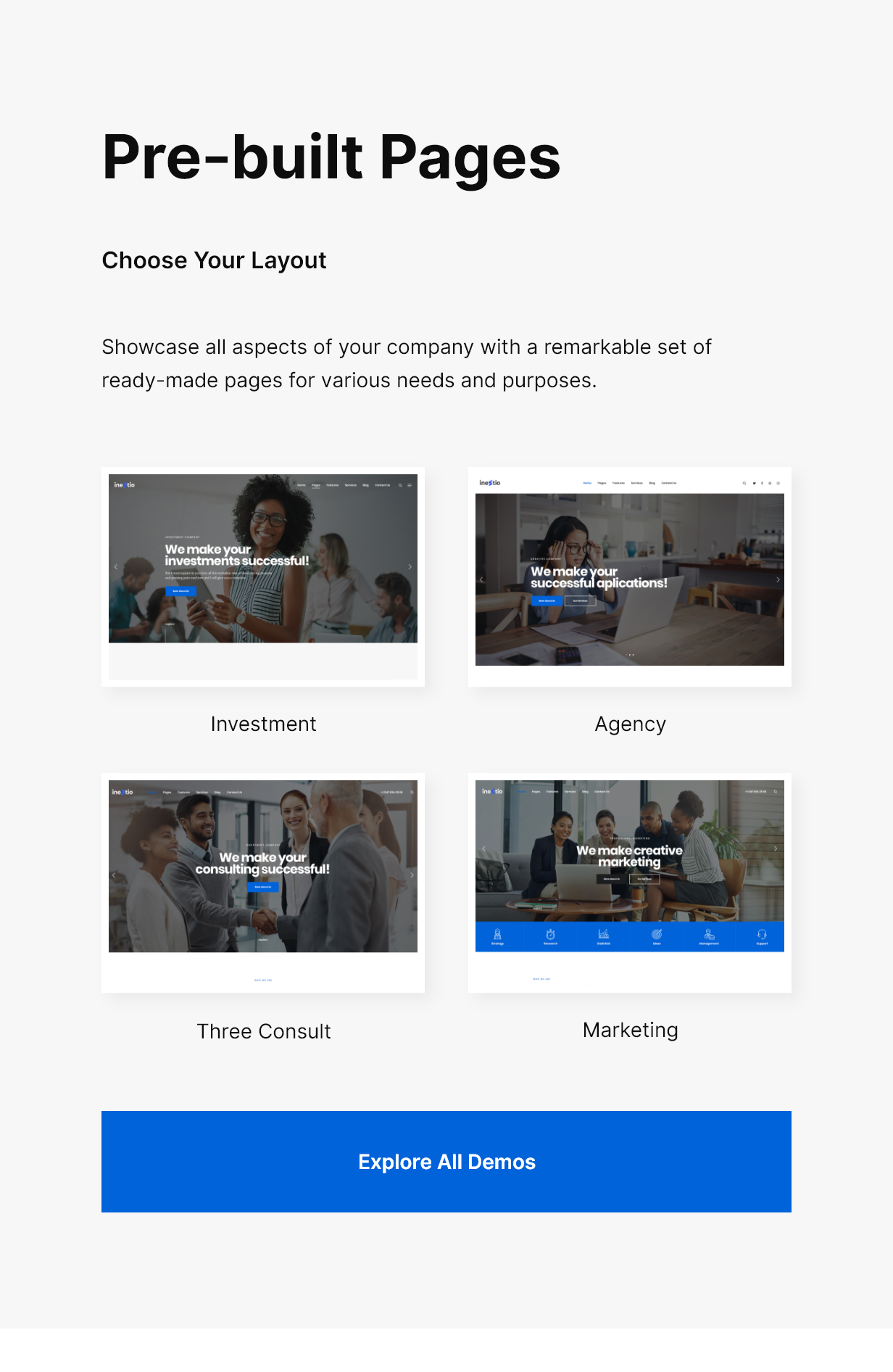 Inestio v2.0.0 – 商业和创意 WordPress 主题插图(2)