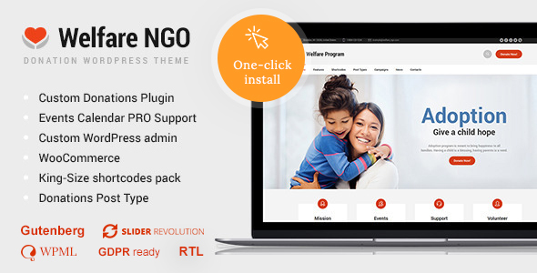 Welfare NGO v1.2.4 – 非营利组织慈善主题插图