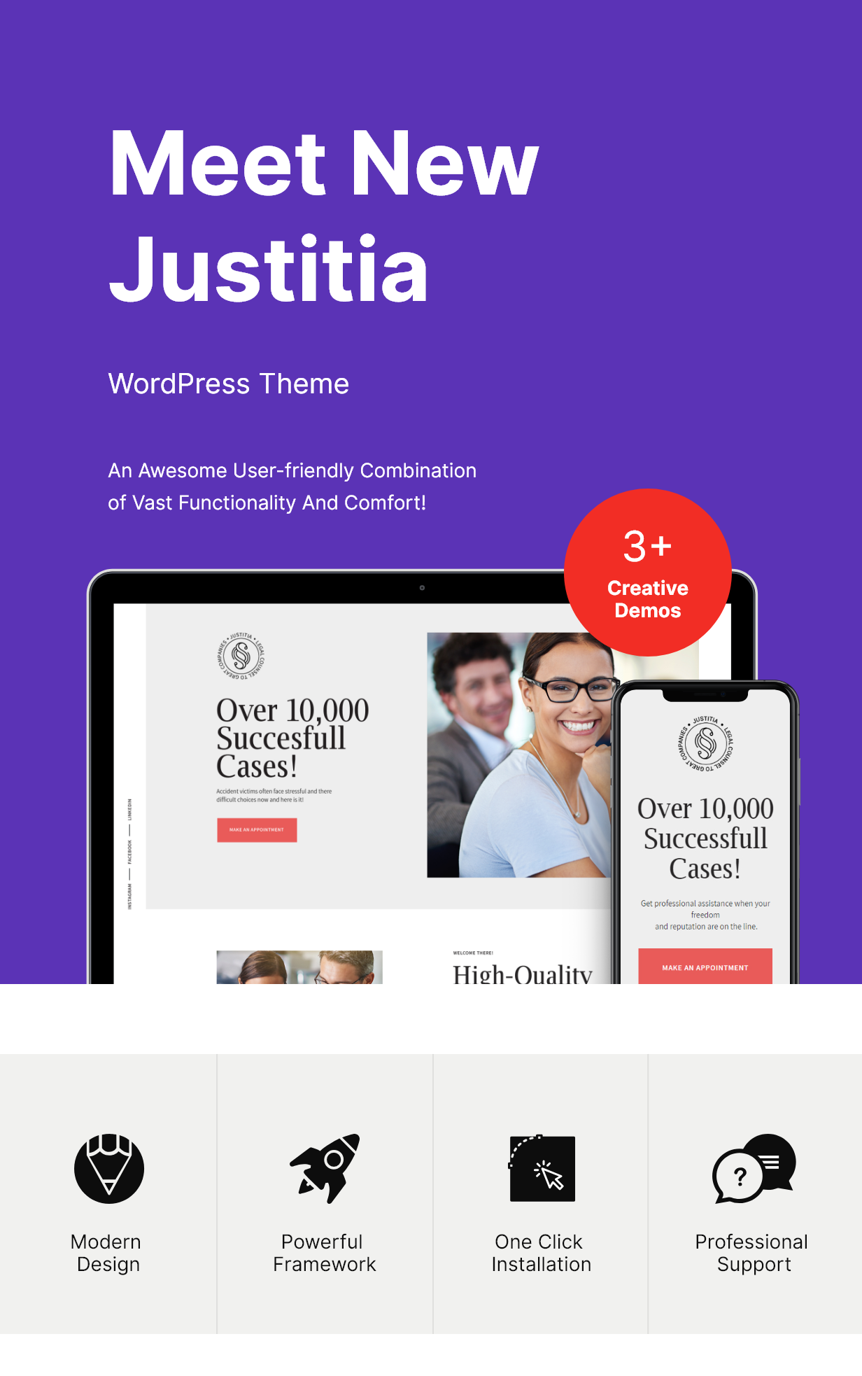 Justitia v1.0.7 – Multiskin Lawyer & Legal Adviser WordPress 主题插图(1)