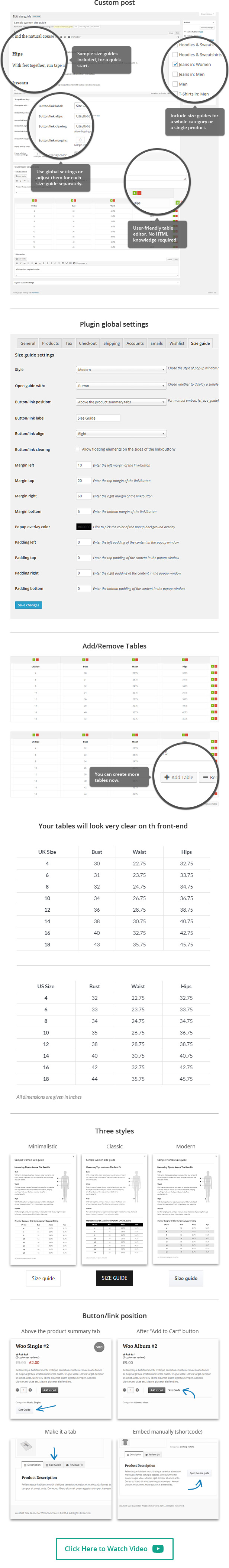 WooCommerce Product Size Guide v4.3 – WooCommerce 产品尺寸指南插件插图(1)