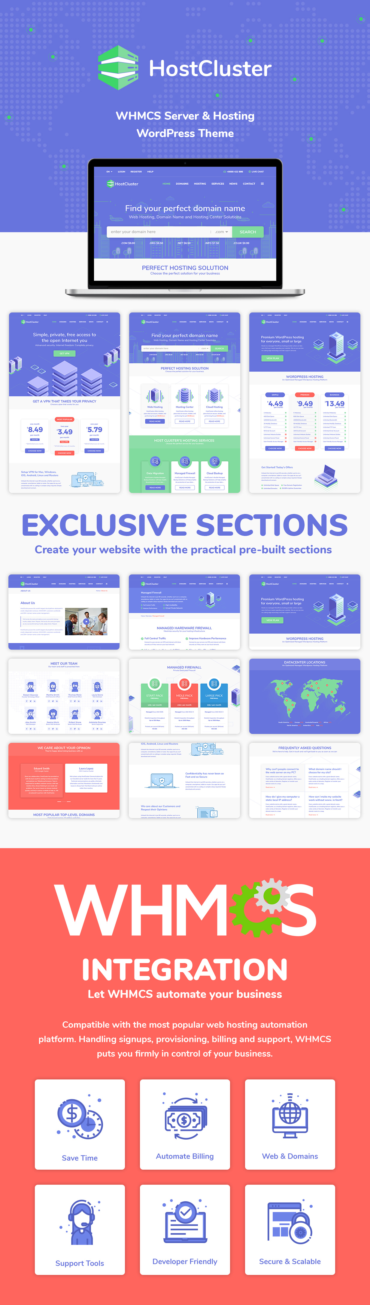 HostCluster v2.4 – WHMCS 服务器和托管 WordPress 主题 + RTL插图(1)
