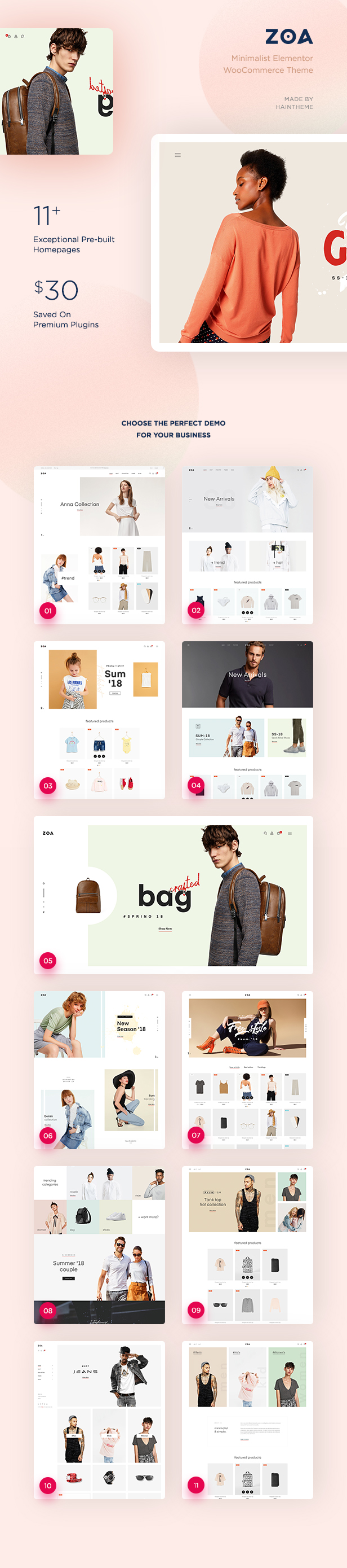 Zoa v2.5.5 – 极简主义元素 WooCommerce 主题插图(2)
